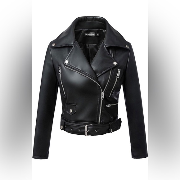 Tanming Women's Faux Leather Moto Biker Short Coat Jacket. In black size x-large - Picture 1 of 5